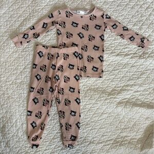 H&M Light Pink Minnie Mouse Print Pajama Set